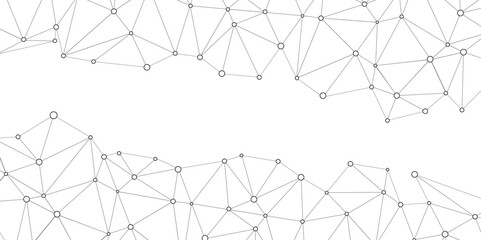 Aufkleber - Abstract geometric background with connecting dots and lines with low poly triangle shapes. Polygonal Mesh Background Vector design digital technology concept Global network connection data structure.