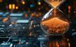 © Curioso.Photography - A glowing hourglass on a circuit board, symbolizing time, technology, and the fast-paced digital world.