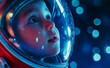 © Curioso.Photography - Young child in astronaut helmet looking up at stars, conveying wonder and exploration.