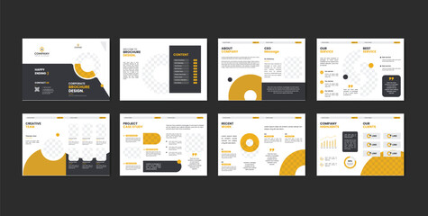 ompany profile brochure template layout design, 16 pages corporate brochure design template, Minimal Business Brochure template design