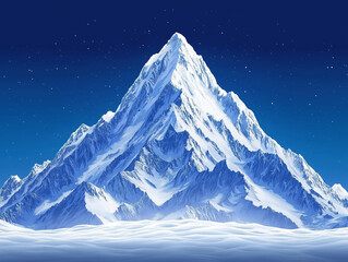 Wall Mural - An ice-covered mountain peak at night that seems to glow from moonlight.