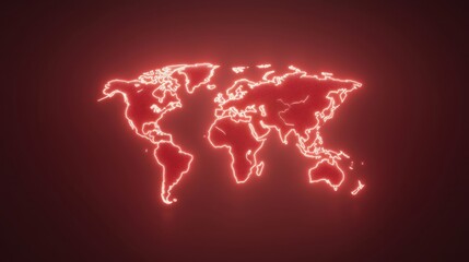 Wall Mural - A red globe with a red outline of the world. The globe is lit up and he is glowing