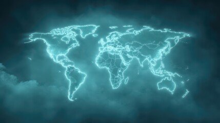 Wall Mural - A globe with a blue background and a light blue globe. The globe is lit up with a blue light, creating a serene and calming atmosphere