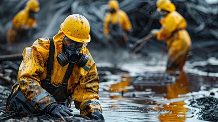 A man in a yellow suit is in the water