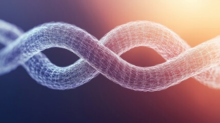Wall Mural - wireframe grid depicts a blockchain link sign, featuring two torus structures that represent cryptoc