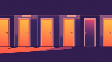 Wall Mural - A Row of Colorful Doors on a Modern Building