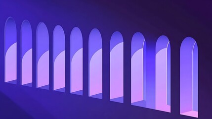 Wall Mural - Arches on Facade in Soft Purple Gradient Light