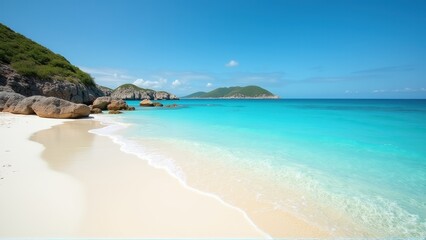 Tropical Beach with Turquoise Water and White Sand