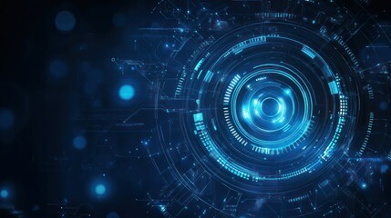 Blue digital round circular machine technology cyberpunk modern time machine travel background wallpaper AI generated image