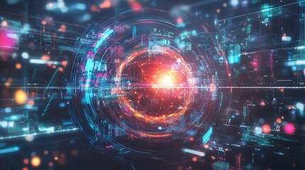 Poster - An engaging digital environment filled with futuristic AI elements, data streams, and graphic designs, ideal for tech-related visuals.