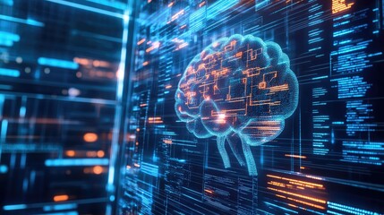 Poster - An engaging digital environment filled with futuristic AI elements, data streams, and graphic designs, ideal for tech-related visuals.