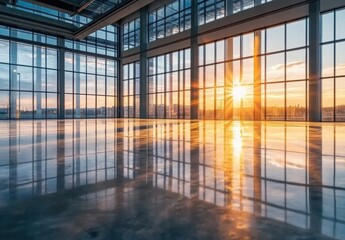 Wall Mural - Sunset Reflection in Office.