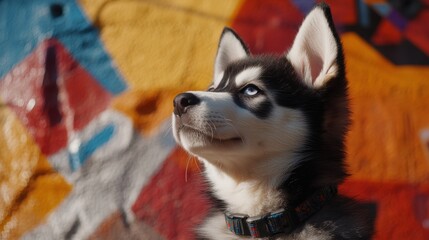 Canvas Print - Husky Puppy Portrait.