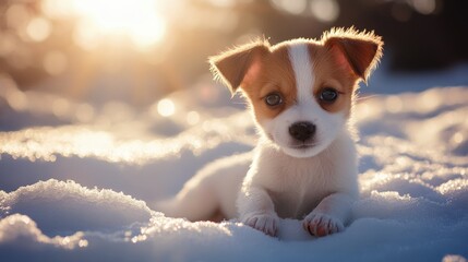 Sticker - Puppy in Snow.