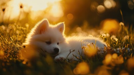 Wall Mural - Puppy Sunset Dream.