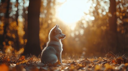 Wall Mural - Puppy Sunset.