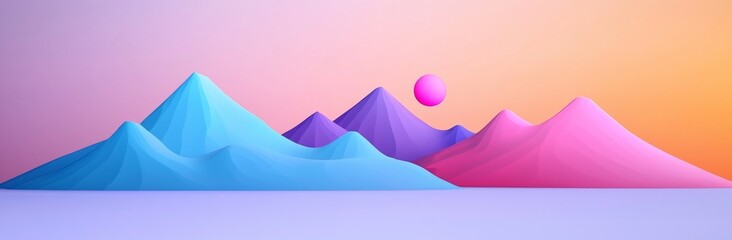 Wall Mural - A beautiful alien landscape, sunset on another planet, rendered in 3D