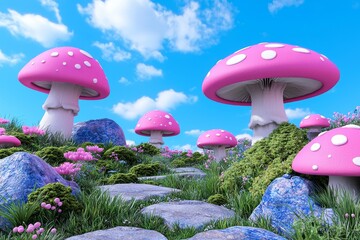colorful pastel alien planet vegetation, digital art