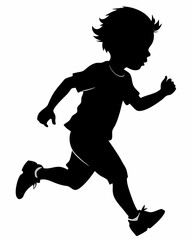 child vector silhouette black illustration a running figure on white background