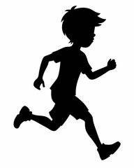 child vector silhouette black illustration a running figure on white background