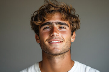 Portrait of smiling white cute teenage boy