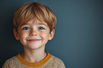 portrait of an white little boy with a smile