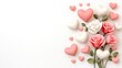 © pvl0707 - Celebrate love with a beautiful Valentine's Day banner featuring pink and white roses alongside decorative hearts on a soft, trendy background
