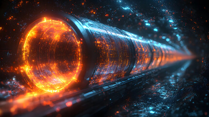 Futuristic glowing tunnel, sci-fi atmosphere