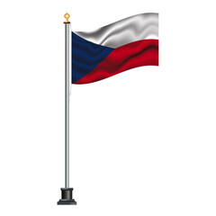 Wall Mural - Czech flag waving on a flagpole, isolated on transparent or white background, vector illustration. The national flag of Czechia.