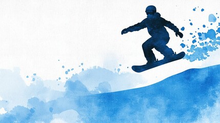 A Snowboarder Glides Down a Blue Mountain Slope Embracing the Thrill of Winter Sports and Adventure