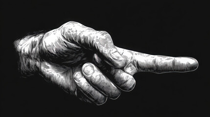 Wall Mural - A hand showing the  sign, outline illustration black and white.