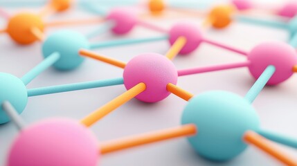 A network diagram with interconnected nodes representing various resources, illustrating the flow and distribution of assets within a company.