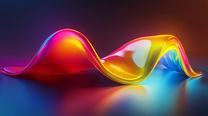 Poster - dark holographic iridescent neon fluid background in curved glass waves ideal for banners and wallpa