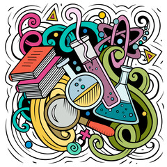Wall Mural - science cartoon vector doodle design