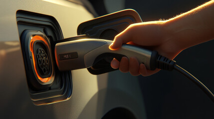 electric car charging plug close up detail