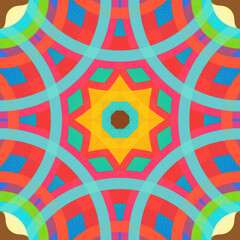 Bright colorful circular abstract background , joyful  pattern design.  symmetry elements , retro style .