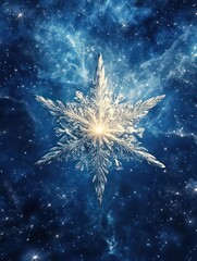 Wall Mural - christmas snowflake and starlight abstract background 001