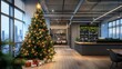 © Akash - Modern office with a decorated Christmas tree and festive lights