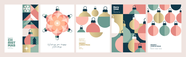 Wall Mural - set of christmas and new year cards. modern vector illustration concepts for graphic and web design,