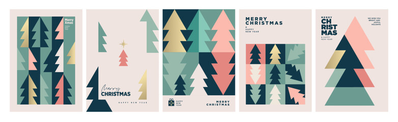 Wall Mural - christmas and new year cards collection. modern abstract vector illustrations for greeting card, par