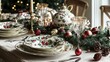 © Suleyman - A Christmas table setting with festive decorations