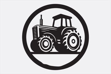 A black vector of a tractor silhouette.