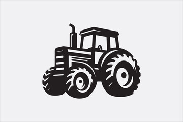 A black vector of a tractor silhouette.