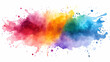 © waqas - An artistic depiction of a vibrant rainbow-colored paint splash with energetic blends of red, yellow, green, blue, and purple on a white background.
