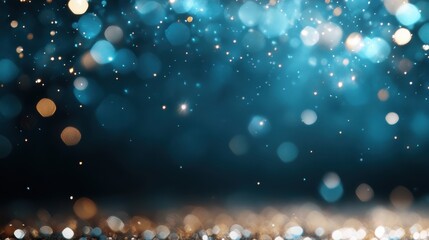 An abstract artistic image featuring bokeh lights in blue and gold, creating a dreamy and captivating visual experience with a sense of wonder.