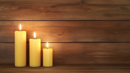 Wall Mural - candles are lit and surrounded by pine branches, creating a cozy Christmas atmosphere with two unlit candles nearby