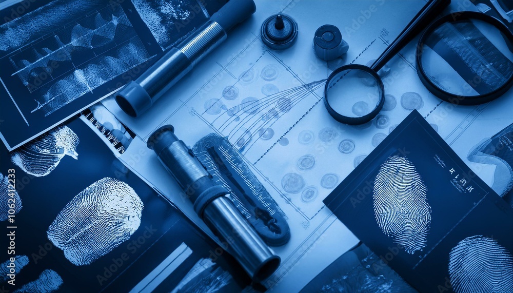 Forensic evidence on a table Stock Illustration | Adobe Stock