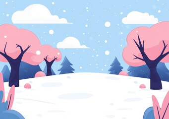 Wall Mural - Stunning Christmas card featuring a fairytale winter landscape featuring snow-covered firs