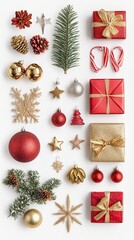 Wall Mural - festive holiday collection featuring an array of christmas decorations, ornaments, and wrapped gifts