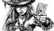 © Oleksiy - tattoo sketch of poker alice the outlaw